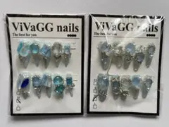 ネイルチップ　春夏用　まとめ売り　ブルー系　Ｍサイズ