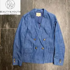 定価23100円 B&Y ユナイテッドアローズ リネンブレンドダブルジャケットM 定価23100円 B&Y ユナイテッドアローズ リネンブレンドダブル
