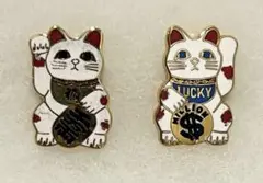 ピンバッジ　招き猫　千万両の猫とドルの猫　2個セット
