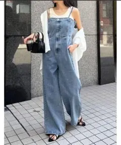 【Re:EDIT】コットンデニムベアオールインワン