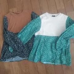 長袖カットソー フラワープリント セット