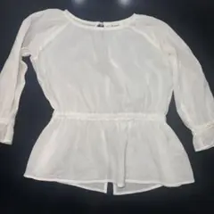 branshes ホワイトペプラムチュニック 長袖