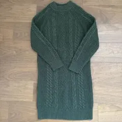 UNIQLO グリーン ケーブル編み ニットワンピース