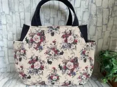 ☆185 ファスナー付ポーチ　チューリップ型トートバッグ