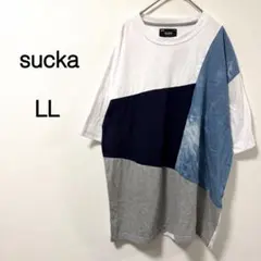 【sucka】カットソー 半袖 パッチワークデザイン 切替 LL