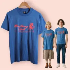 80s 90s VINTAGE Mustang Club Tシャツ ブルー レア