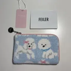 ポーチ　モフモフワンチャン　ラブラリーバイフェイラー　L字 ペールブルー 未使用