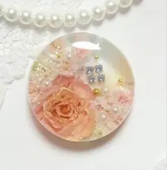 467可憐な♡レジンヘアゴム オレンジローズ オーロラビジュー