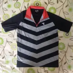 diadora ジグザグストライプ ポロシャツ M