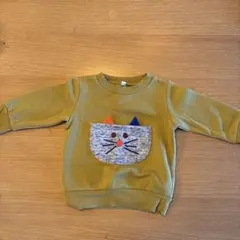 猫ポケット付きオリーブグリーントレーナー