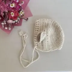 ベビーボンネット　ひつじ　〜3ヶ月サイズ