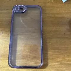 透明 紫色 ストーン装飾 iPhoneケース