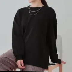 SHOO・LA・RUE 裏起毛オフネックニットソー M ブラック