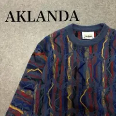 AKLANDA オーストラリア製 3Dニット 幾何学模様ウールセーター M