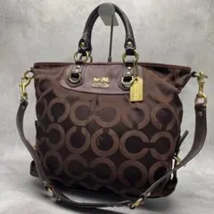 COACH ワンショルダー シグネチャー ターンロック ブラウン 10620