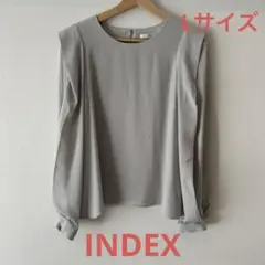 index グレー 長袖ブラウス フリル付き