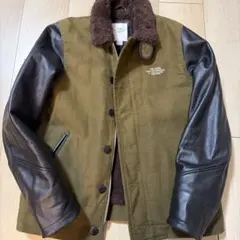 ボ*ク様 希少❣️THE CRIMIE デッキジャケット　カーキ✕ブラックレザー