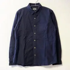 ビームス BEAMS 長袖 シャツ M 濃紺 ネイビー 無地 春 牛革 レザー
