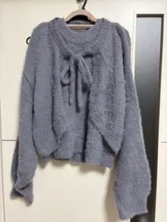 リボン付き 長袖ニット 2way