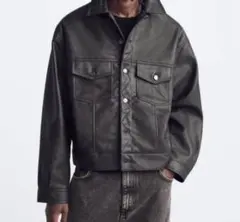 美品　短丈　ZARA ザラ　フェイクレザージャケット　M
