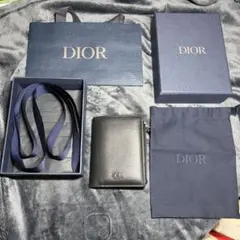 【DIOR】ディオール レザー2つ折り コンパクト財布 メンズ レディース