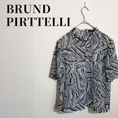 BRUND PIRTTELLI　ハイネック半袖ブラウス　マーブル柄　イタリア老舗