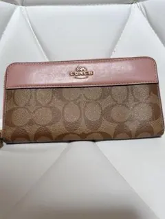 コーチ COACH 長財布 ブラウン ピンク
