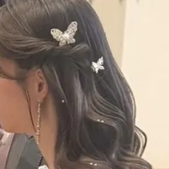 新品　花嫁 ヘアアクセサリー 蝶々 ウェディング ハーフツイン 4点セット