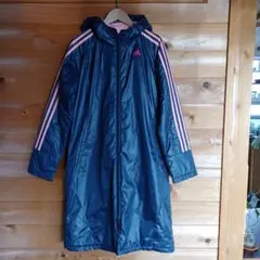 adidas ベンチコート　 M ネイビー/ピンク 薄手＊美品