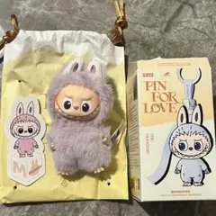 ラブブ LABUBU PIN FOR LOVE ミニラブブ イニシャル 【M】