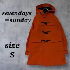 セブンデイズサンデイ（S）ダッフルコート オレンジ　ウール混　暖色　トグルボタン