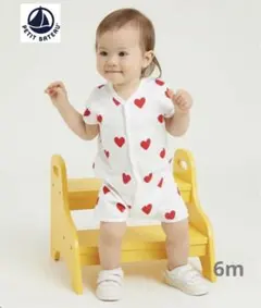 新品♡プチバトー♡ハートショートロンパース67㎝