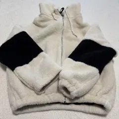 HALHAM フード付き中綿ボアブルゾン M white× black