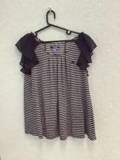 バーバリーブルーレーベルストライプフリル袖トップス38 C