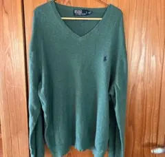 Ralph Lauren Vネックセーター XXL オリーブグリーン