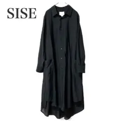 【美品】SISE シセ　ロングシャツ　長袖　黒　ブラック　ライトアウター
