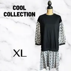 美品✨【cool collection】シアー切替花柄刺繍ワンピース　透け感