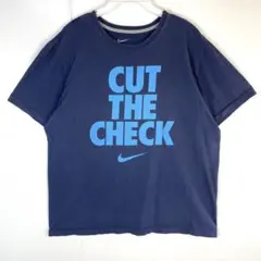 NIKEナイキロゴプリントTシャツブルーネイビースウッシュスポーツヴィンテージ