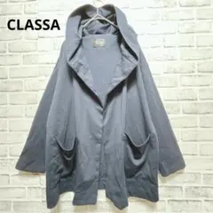 【CLASSA】パーカー　フーディ　羽織り　前開き　ネイビー　カジュアル　M