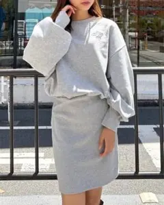 INGNI 胸ロゴ スウェット チュニック ワンピース Mサイズ グレー