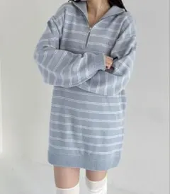 Heather ラガーZIPニットミニワンピース 新品タグ付き