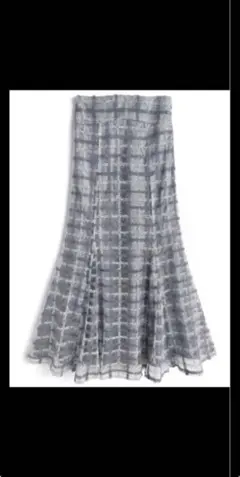 チェック柄オーガンジーマーメイドスカート[tw1230]