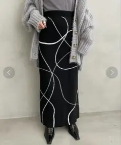 【完売品】AIC. 2WAYウェーブパターンニットロングスカート