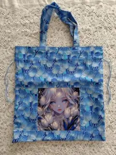 パネル 巾着トートバッグ BlueTULIP
