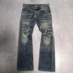 Lee リー デニムパンツ リペア加工 ヒゲ ハチノス W28 ダメージ加工 