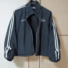 しまむら 黒キッズブルゾン 白ラインリボン アウター 150 S.JENNI