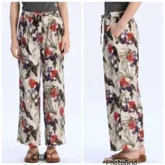 INED ボタニカルプリントパンツ　9号　花柄