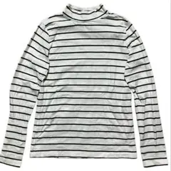 無印良品 MUJI 白と黒 ボーダー 長袖ハイネック Lサイズ