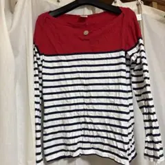 赤と白 ストライプ Tシャツ M