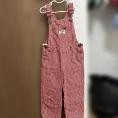 ※三連休限定価格※OshKosh 赤と白のストライプオーバーオール